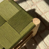 Tabouret artisanal AZEMMUR Bois naturel & tressage vert olive