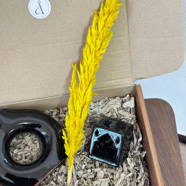 Coffret cadeau artisanal Amazigh noir jaune