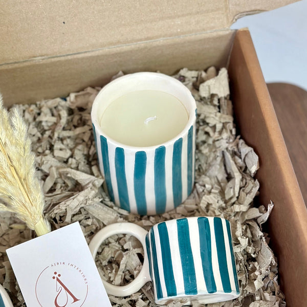 Coffret cadeau artisanal bleu pétrole