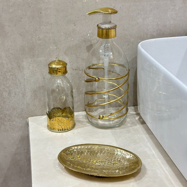Distributeur de savon en verre et laiton doré grand Algmad - Ajbir