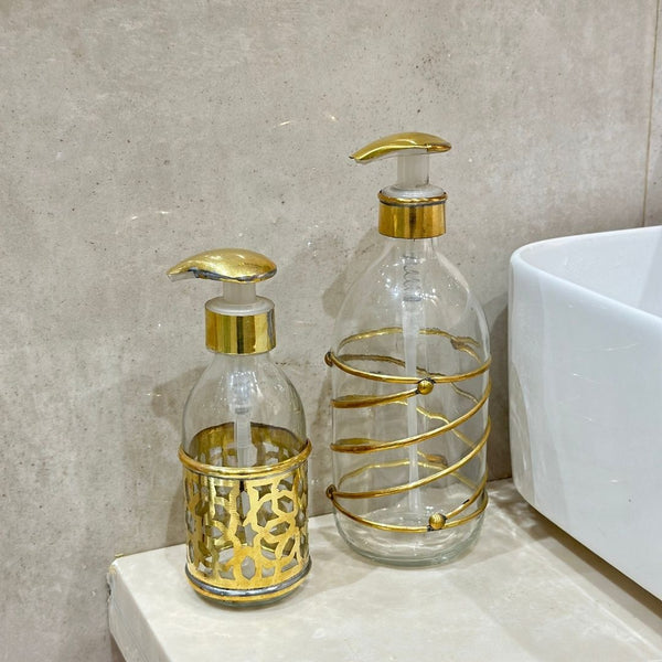 Distributeur de savon en verre et laiton doré grand Algmad - Ajbir