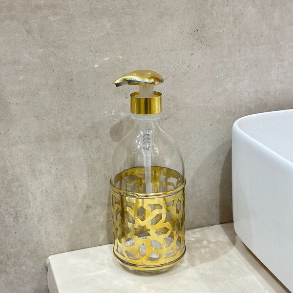 Distributeur de savon en verre et laiton doré Zellige - Ajbir