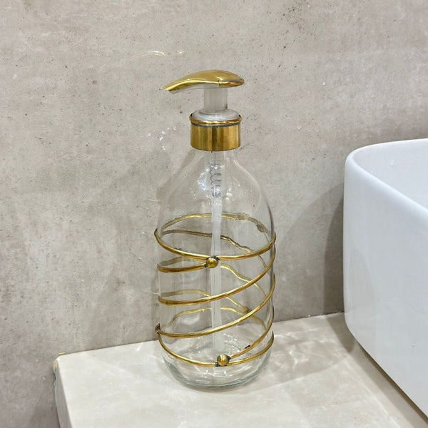 Distributeur de savon en verre et laiton doré grand Algmad - Ajbir