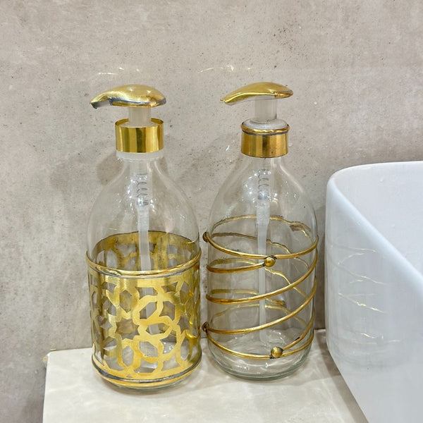 Distributeur de savon en verre et laiton doré grand Algmad - Ajbir