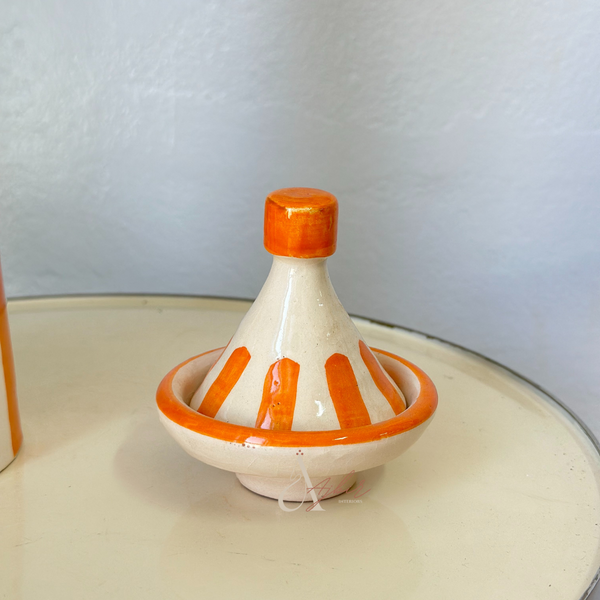 Mini Tagine rayé orange (sel et poivre) - Ajbir