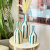 Vase bouteille bleu pétrole rayé grand - Ajbir