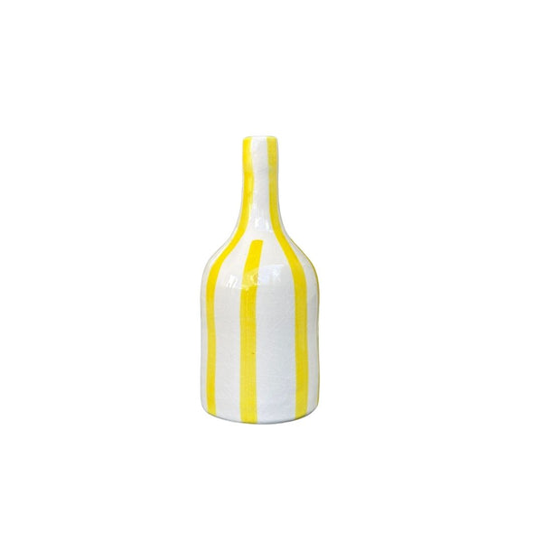 Vase bouteille jaune rayé - Ajbir