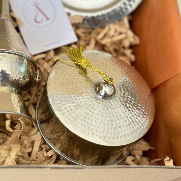 Coffret cadeau artisanal argentée martelée