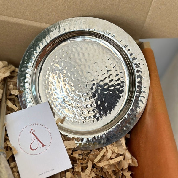 Coffret cadeau artisanal argentée martelée