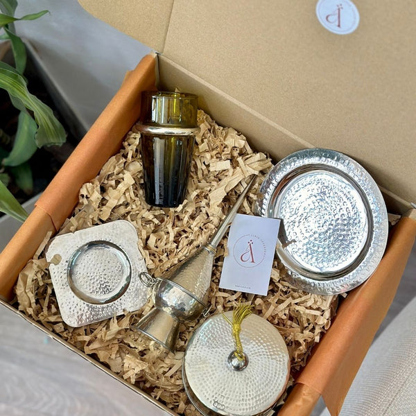 Coffret cadeau artisanal argentée martelée
