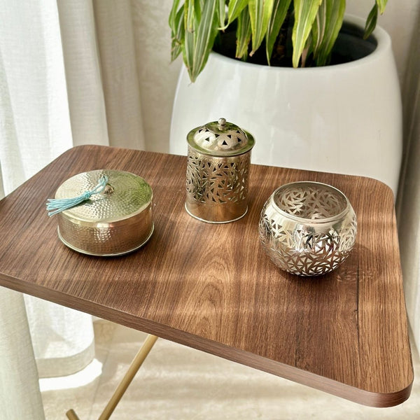 Boite de rangement martelée en métal argentée