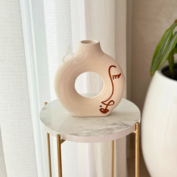 Vase Tafoukt OUDM crème et marron