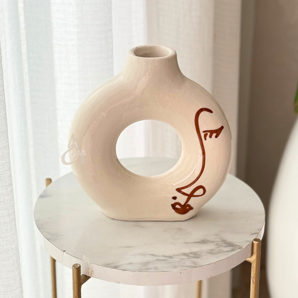 Vase Tafoukt OUDM crème et marron