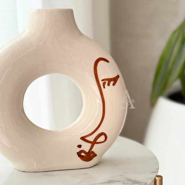 Vase Tafoukt OUDM crème et marron
