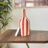 Vase bouteille rouge rayé