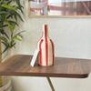Vase bouteille rouge rayé