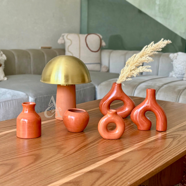 Abat-jour Marrakech en laiton doré et céramique Terracota