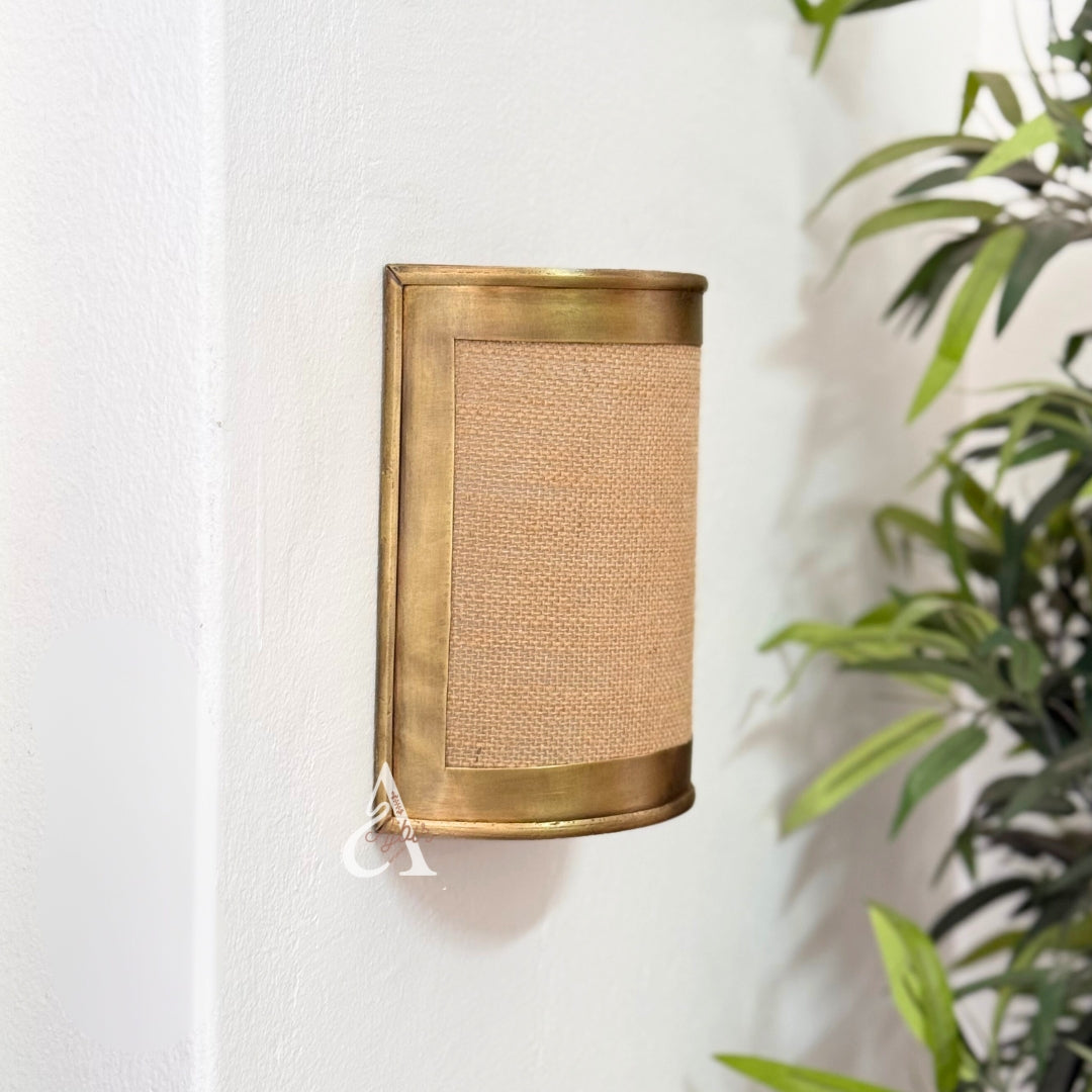 Applique murale Aourir en laiton et jute petite