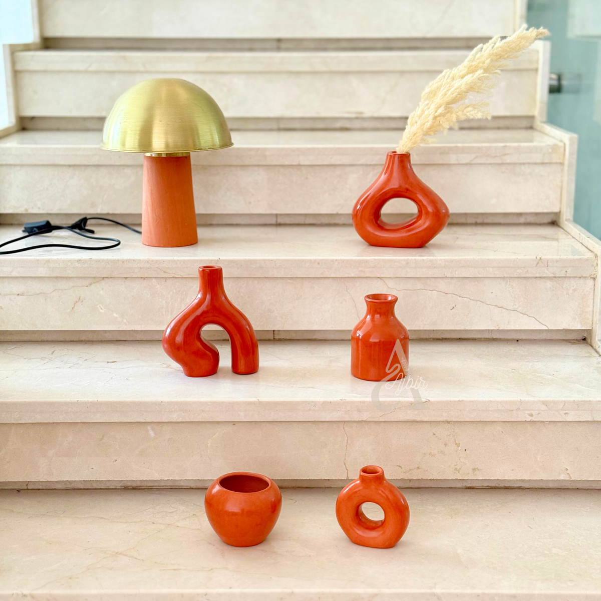 Abat-jour Marrakech en laiton doré et céramique Terracota