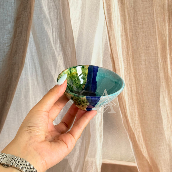 Petit bol artisanal multicolore bleu et vert