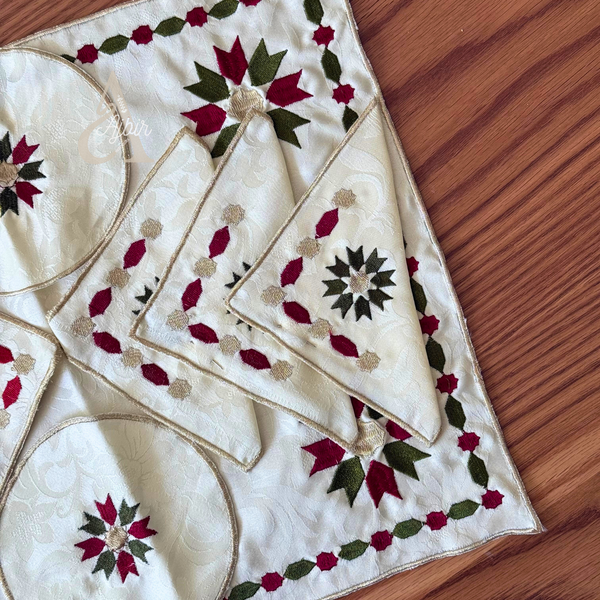 Set de table artisanal brodé marocain Tamanart – Service à thé (9pcs)