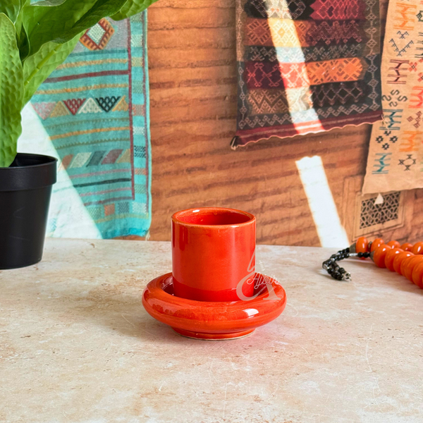 Tasse à café Asil en céramique artisanale avec sous-tasse