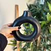 Vase Tafoukt noir mat texturé