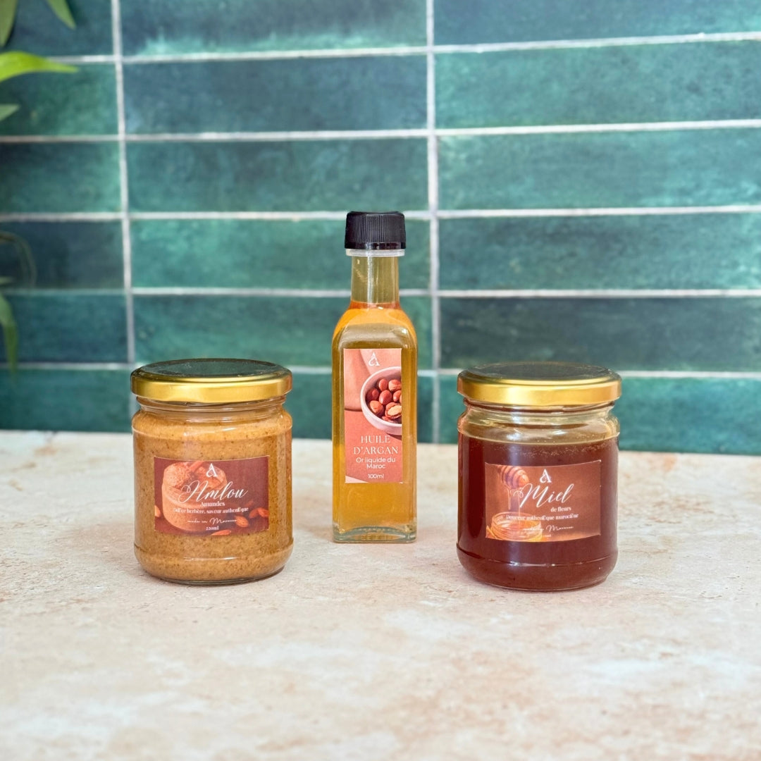 Trio Miel, Amlou et Huile d'Argan