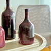 Vase bouteille artisanal en céramique Aubergine mouchetée