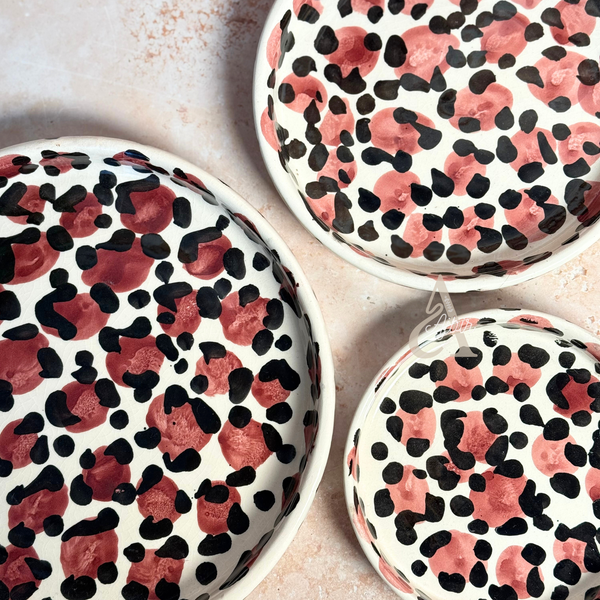 Set de 3 Assiettes Aslas à motifs leopard Bordeaux