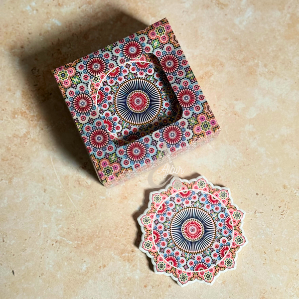 Pack 6 sous tasses Zellige fleur multicolore