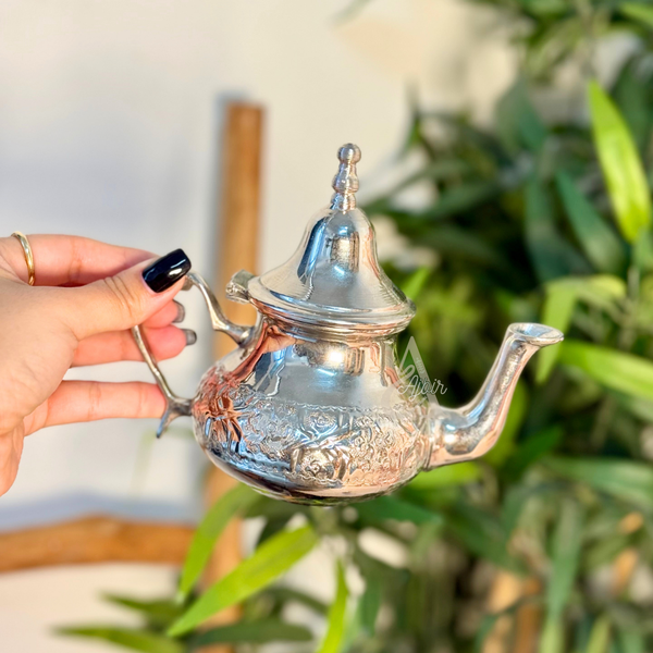 Théière artisanale marocaine argentée (1 personne)