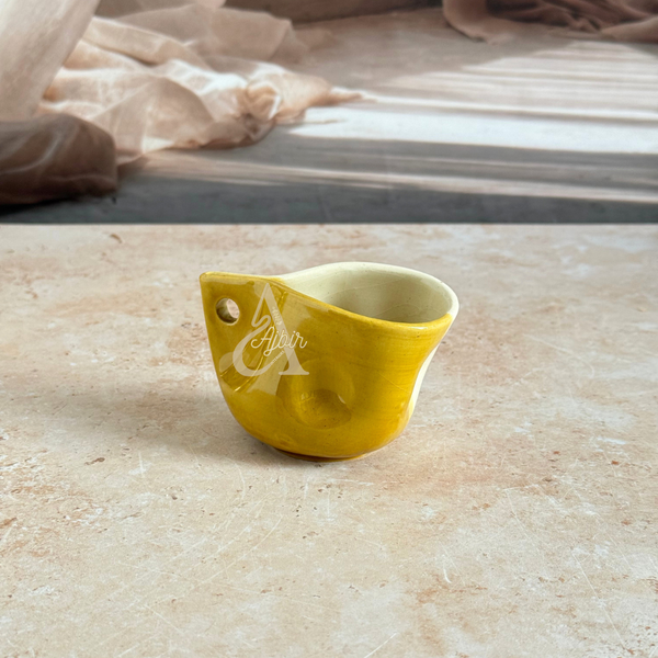 Tasse à café artisanale marocaine jaune émaillée Sifaw