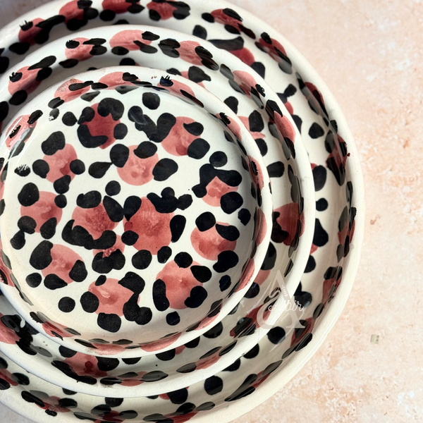Set de 3 Assiettes Aslas à motifs leopard Bordeaux
