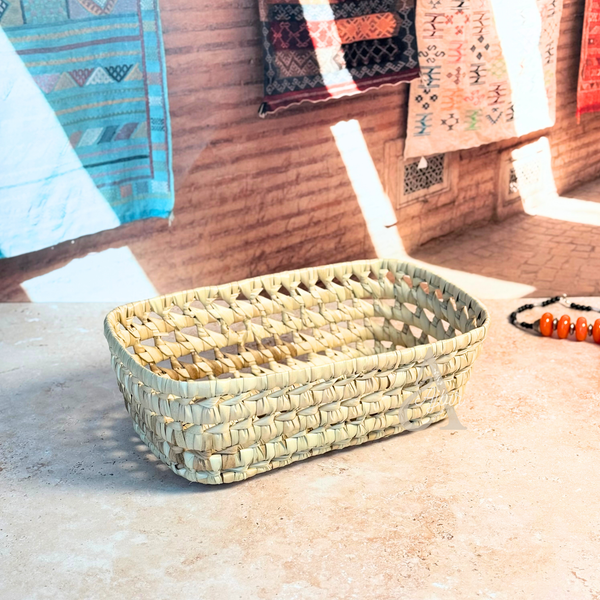 Panier rectangulaire en raphia 18x29cm