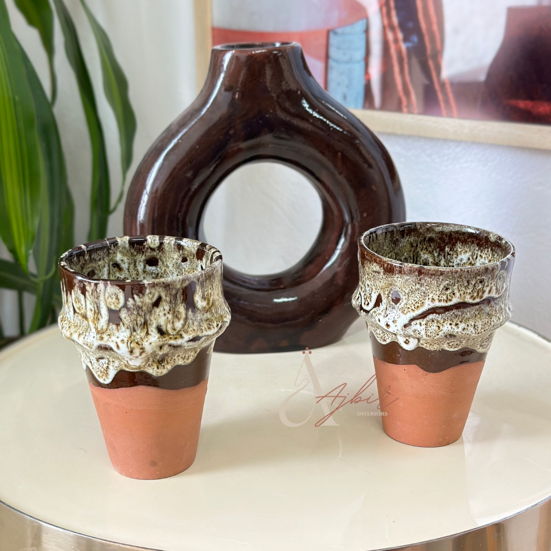 Verre beldi marron et beige - Ajbir