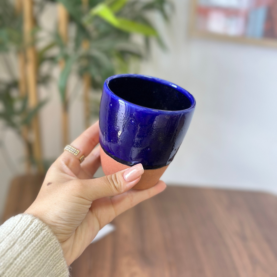 Verre bicolore bombé