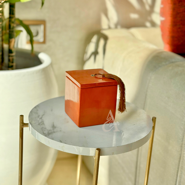 Boîte carrée en céramique terracotta mate Takrat