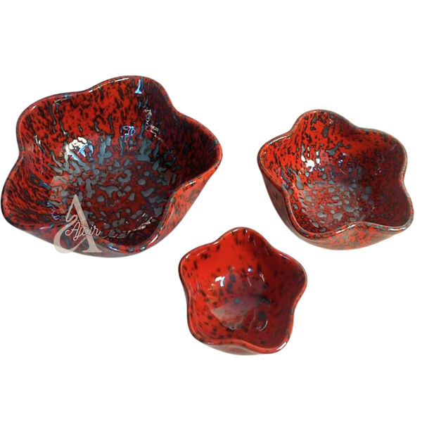 Saladier Tawada en Céramique Artisanale Bordeaux Moucheté