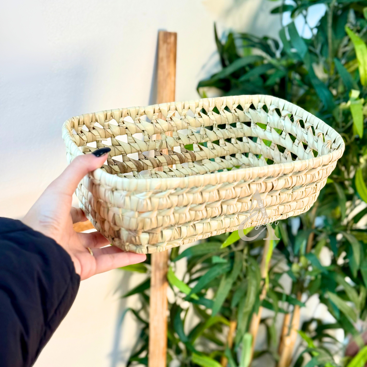 Panier rectangulaire en raphia 18x29cm