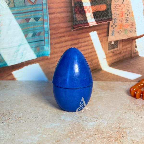 Œuf décoratif artisanal en céramique Tazdayt Bleu