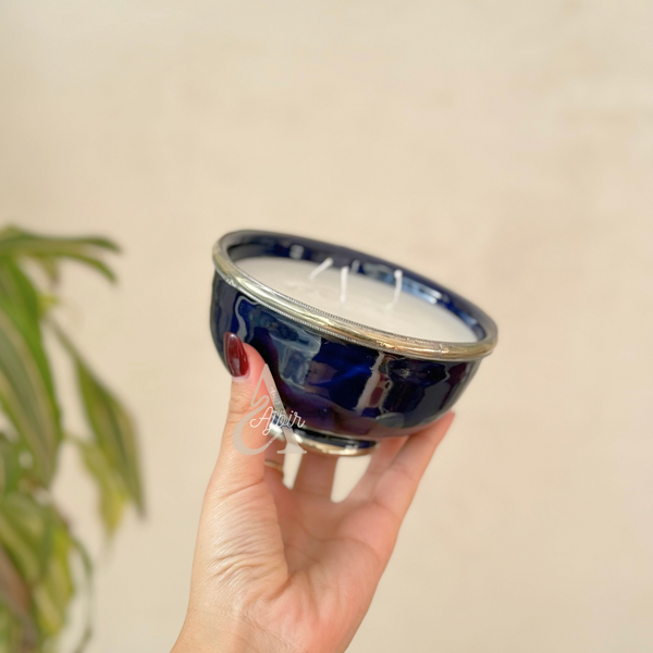 Bougie parfumée artisanale bleue Imanar