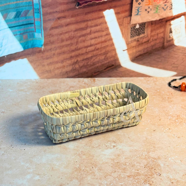 Panier rectangulaire en raphia 22x11cm