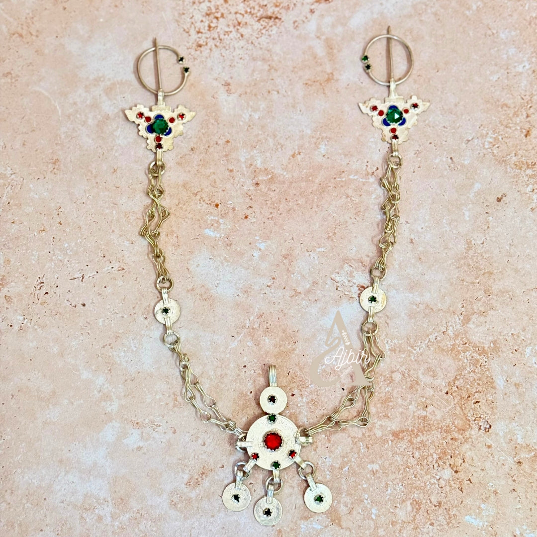 Accessoire amazigh argenté Tazerzit à broches