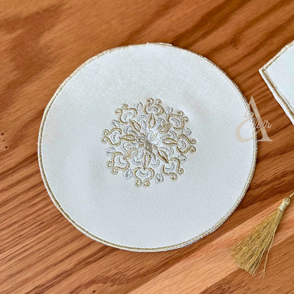 Duo porte-théière et sous-théière artisanal brodé Azrir