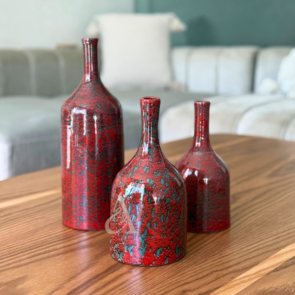 Vase bouteille bordeaux moucheté Asif
