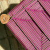 Tabouret artisanal TIZIRI Bois naturel & tressage rose et beige