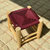 Tabouret artisanal TADART – Bois naturel & tressage bordeaux