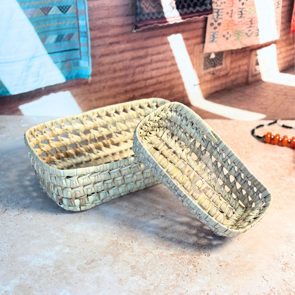 Panier rectangulaire en raphia 22x11cm