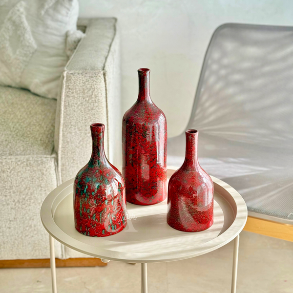 Vase bouteille bordeaux moucheté Asif